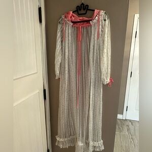 Vintage striped  Pink and White Sheer Robe